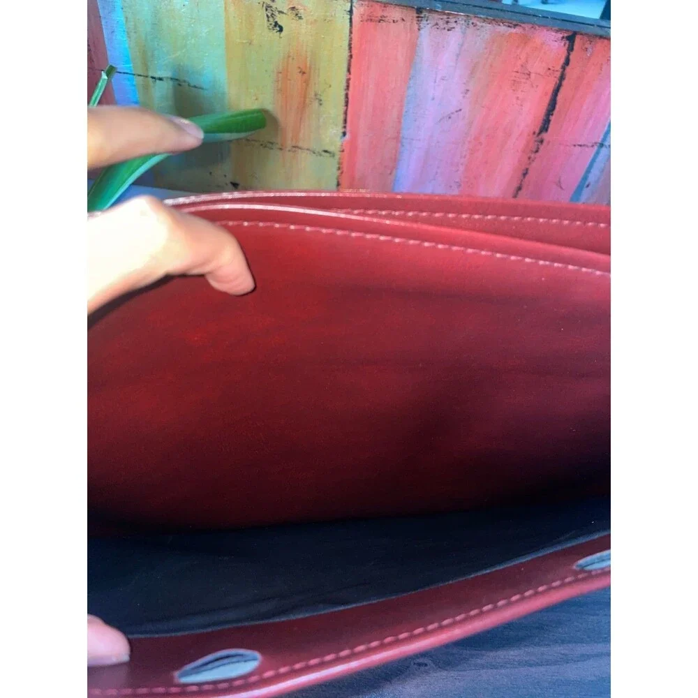 Vintage 80s Monarch Luggage Co Burgundy Slim Portfolio Document Case Bag